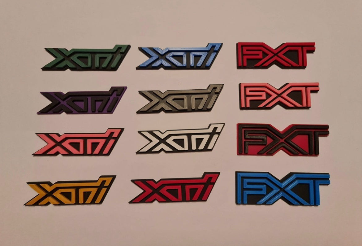 XTI FXT XVI 3D printed badges in multiple colors for Subaru Forester